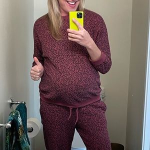 The Nines by HATCH™ French Terry Maternity set - Berry Purple Leopard